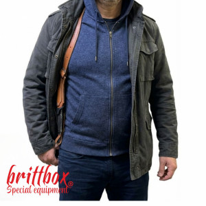 Тактически нагръден/раменен кобур BRITTBOX HOLSTER CLASSIC BROWN RIGHT с  боен/ловен нож-кама COLD STEEL COUNTER TAC I